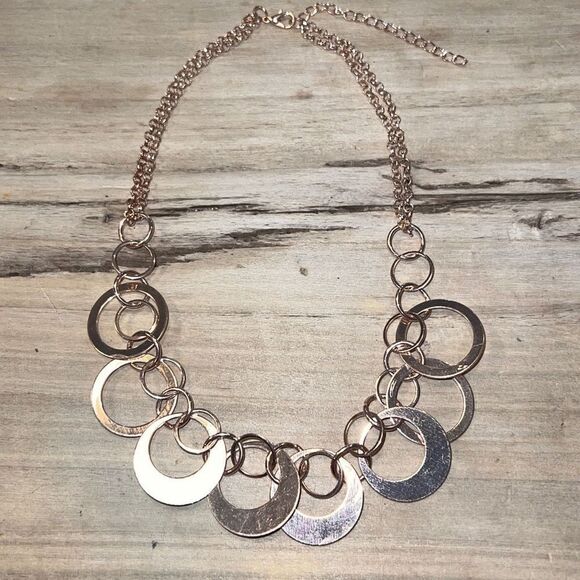 Rose Gold Multiple Circle Necklace - Picture 1 of 7